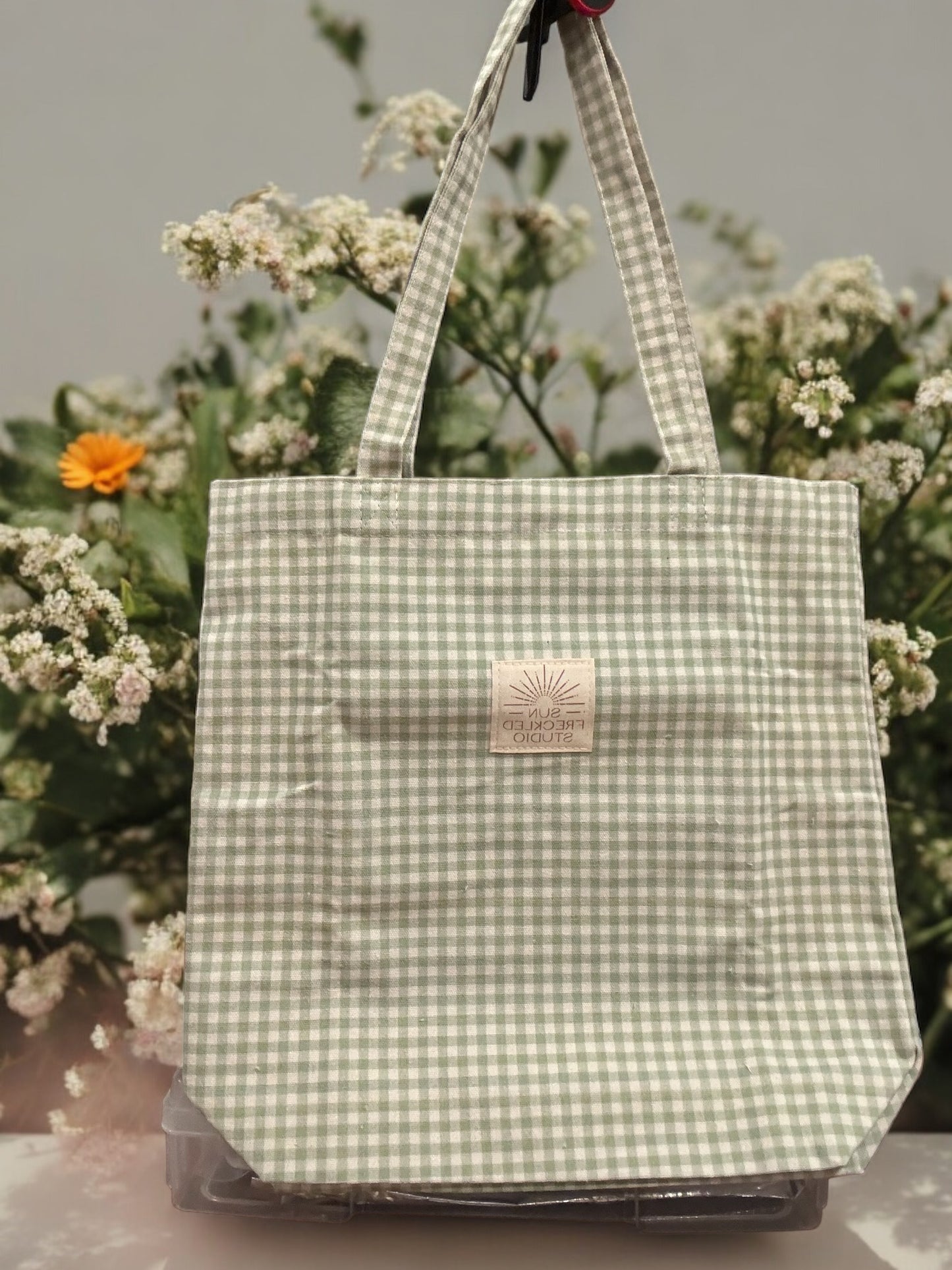 Sage Gingham Tote Bag