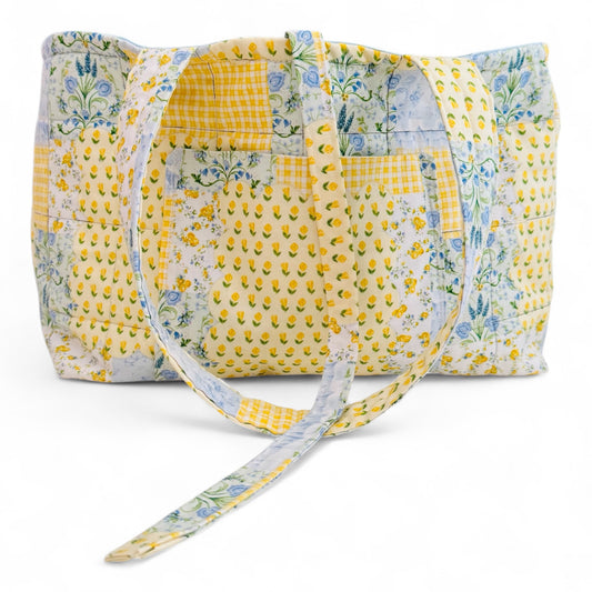 “Amelie” Dainty Yellow Patchwork Tote
