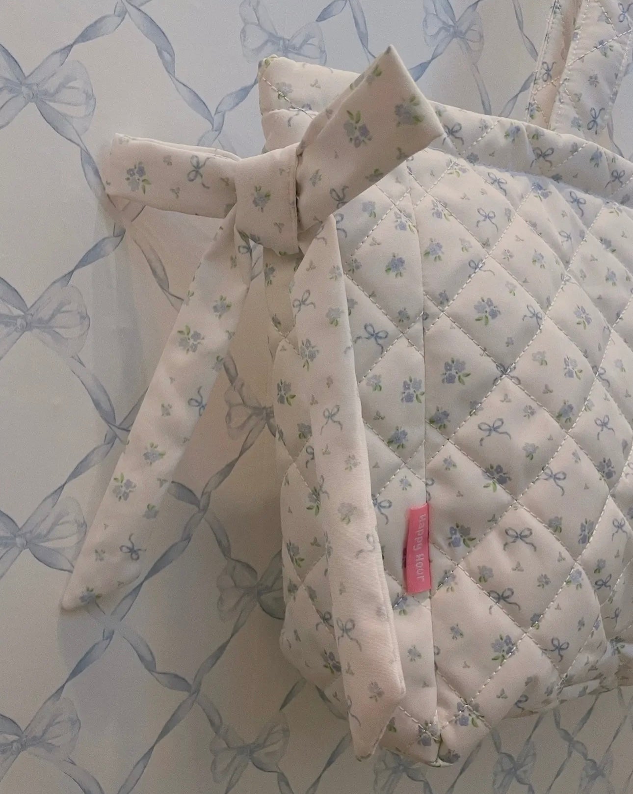 Large Blue Flower Bow Bag