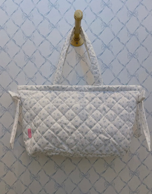 Large Blue Flower Bow Bag